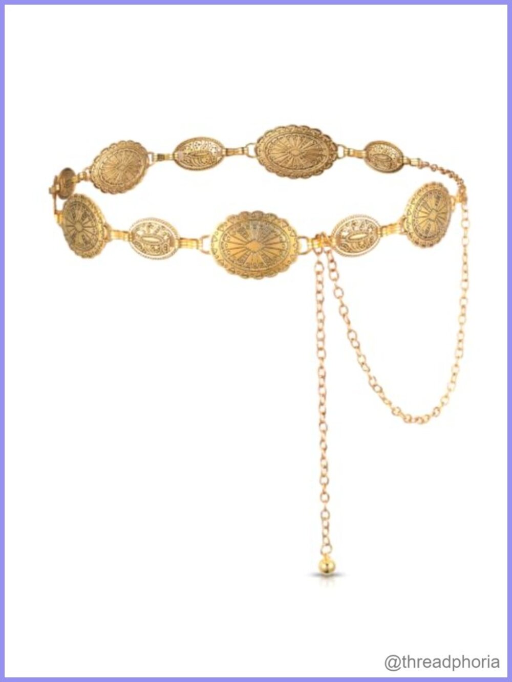 Western Metal Waist Chain Belt Adjustable Boho Concho Style